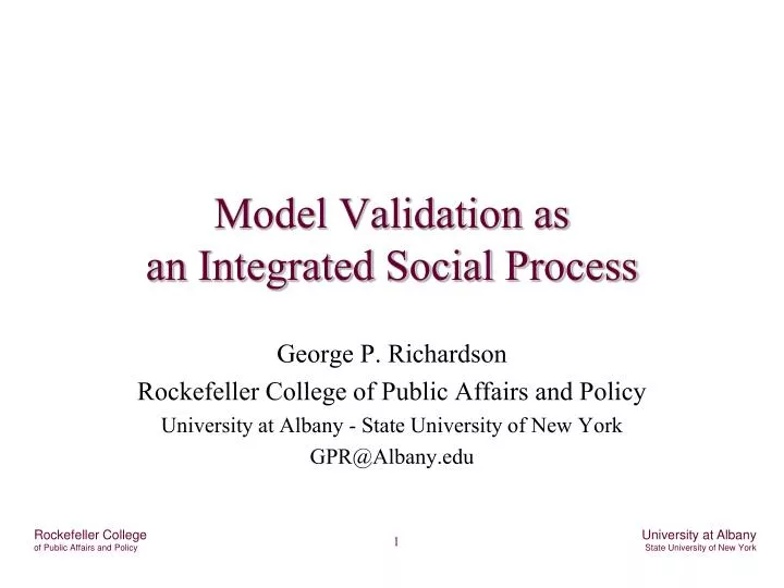 model validation as an integrated social process