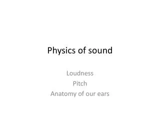 Physics of sound