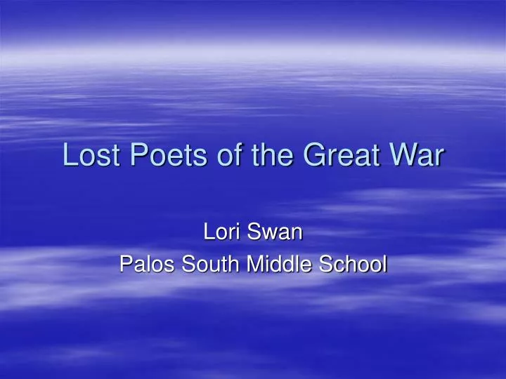 lost poets of the great war