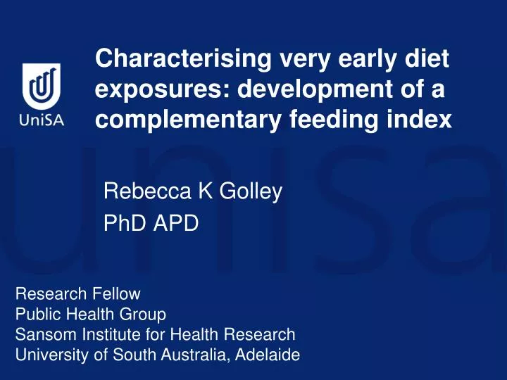 characterising very early diet exposures development of a complementary feeding index