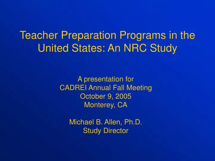 teacher preparation programs in the united states an nrc study