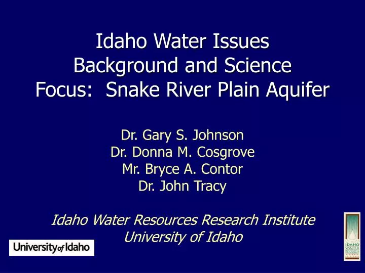 idaho water issues background and science focus snake river plain aquifer