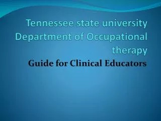 Tennessee state university Department of Occupational therapy