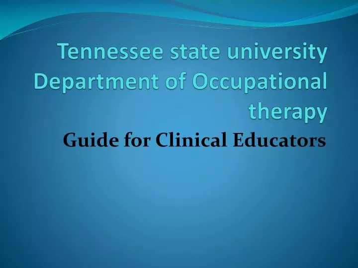 tennessee state university department of occupational therapy