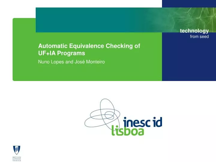 automatic equivalence checking of uf ia programs