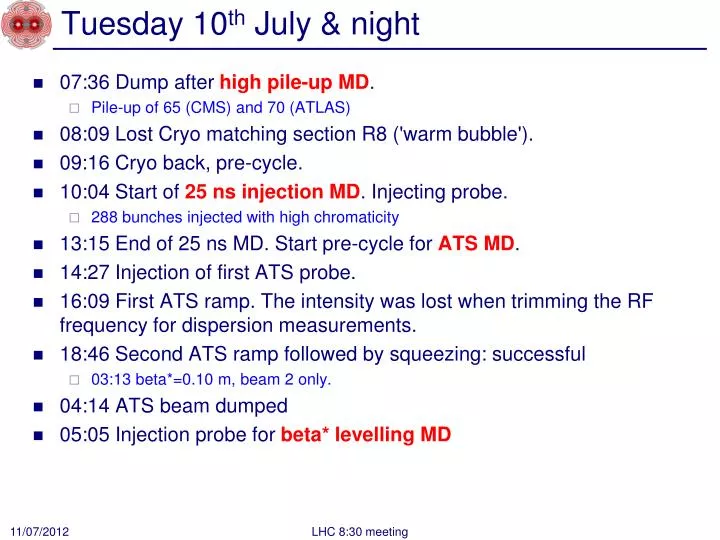 tuesday 10 th july night