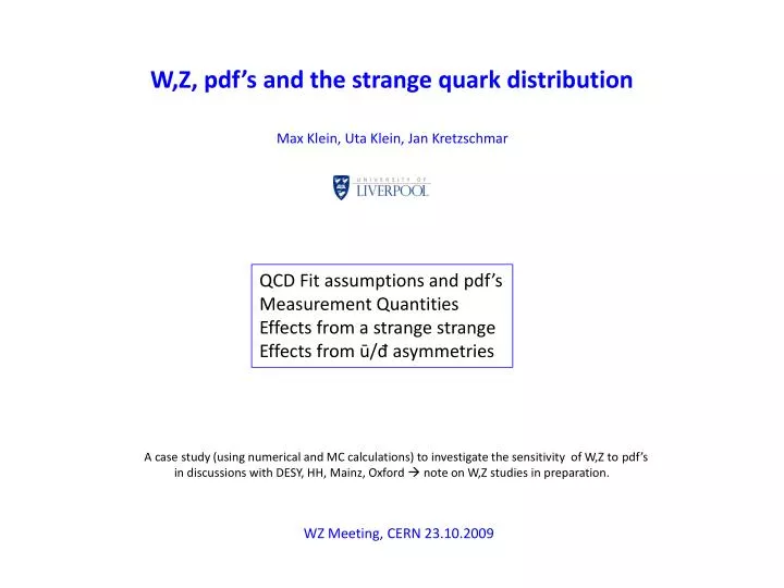 w z pdf s and the strange quark distribution