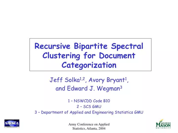 recursive bipartite spectral clustering for document categorization