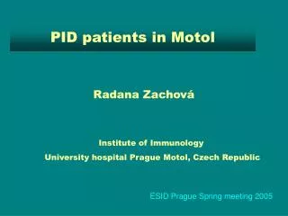 PID patients in Motol