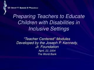 Preparing Teachers to Educate Children with Disabilities in Inclusive Settings