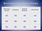 Benchmark One Jeopardy Review - slide 1