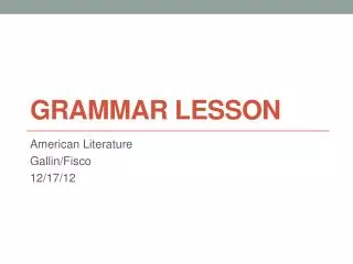Grammar Lesson