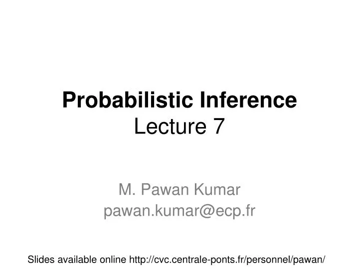 probabilistic inference lecture 7