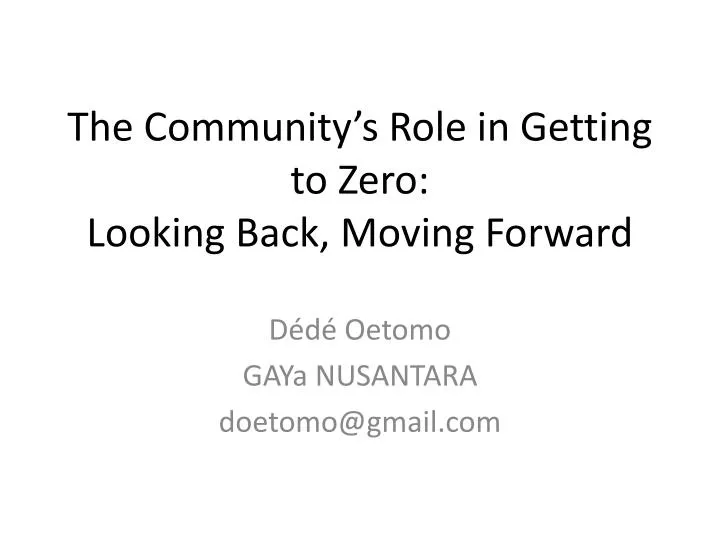 the community s role in getting to zero looking back moving forward