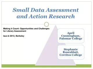 Small Data Assessment and Action Research
