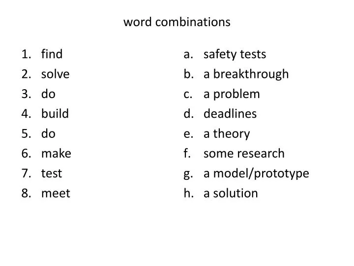 word combinations