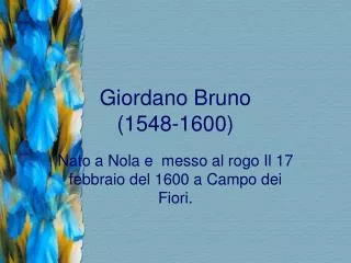 giordano bruno 1548 1600