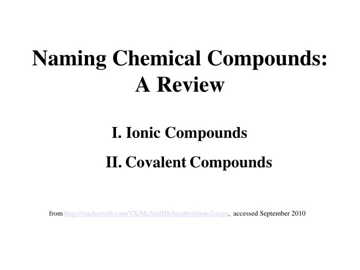 naming chemical compounds a review