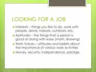 looking for a job