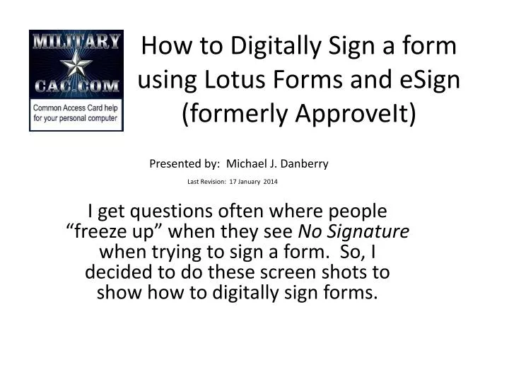 how to digitally sign a form using lotus forms and esign formerly approveit