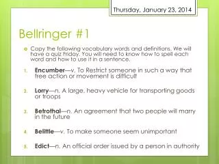 Bellringer #1