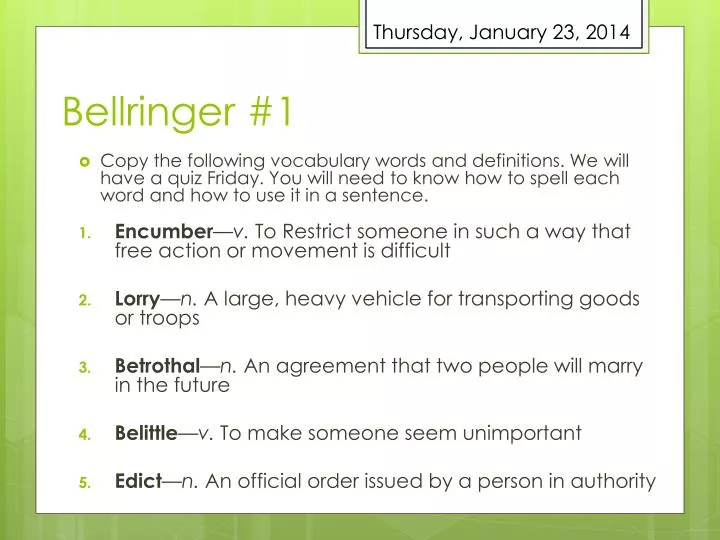 bellringer 1