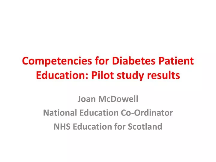 competencies for diabetes patient education pilot study results