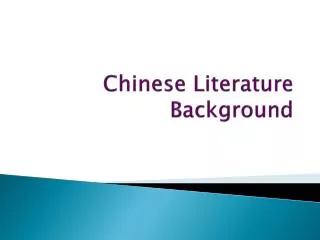 Chinese Literature Background