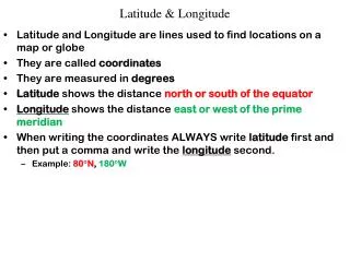 Latitude &amp; Longitude