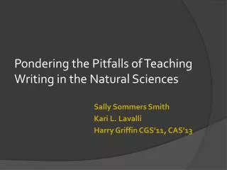 Pondering the Pitfalls of Teaching Writing in the Natural Sciences