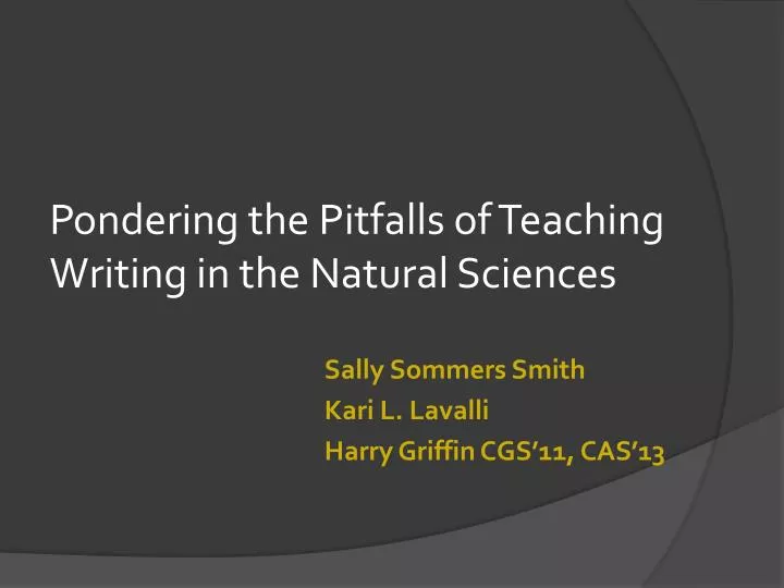 pondering the pitfalls of teaching writing in the natural sciences