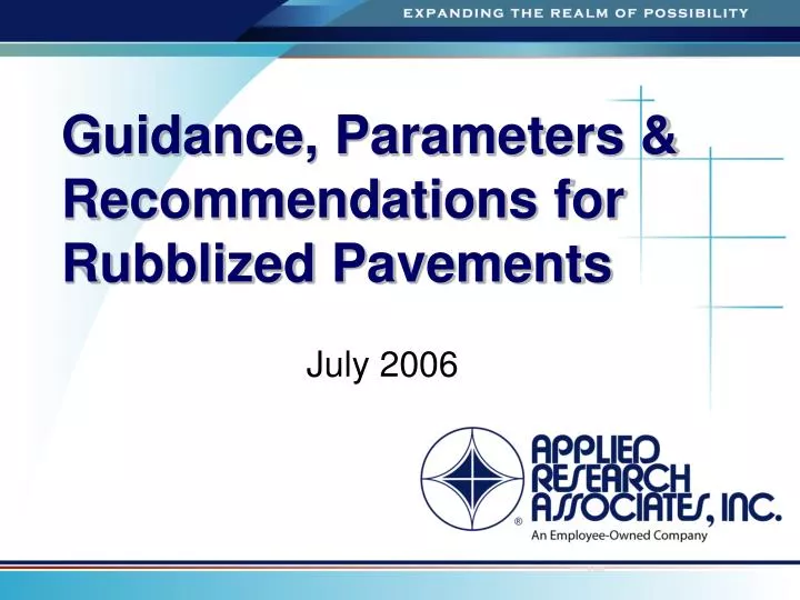 guidance parameters recommendations for rubblized pavements