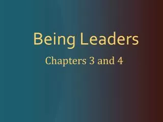 Being Leaders