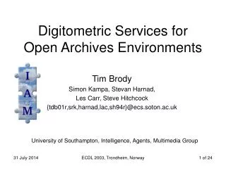 Digitometric Services for Open Archives Environments