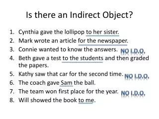 is there an indirect object