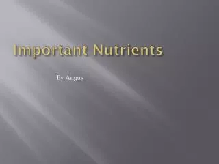 Important Nutrients