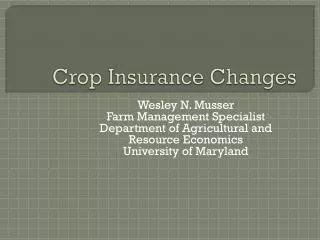 Crop Insurance Changes