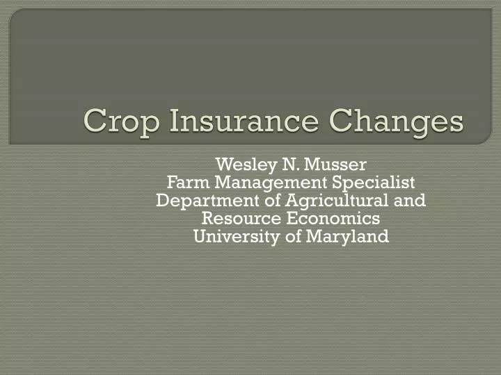 crop insurance changes