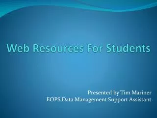 Web Resources For Students
