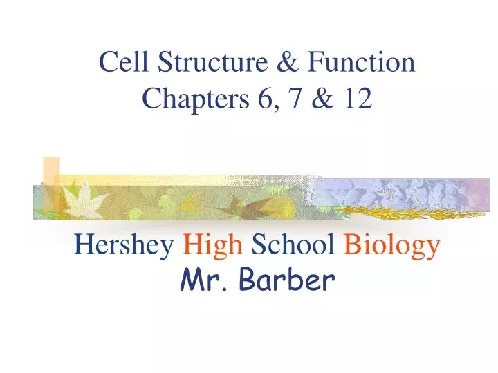 cell structure function chapters 6 7 12 hershey high school biology mr barber