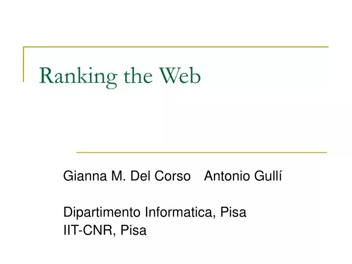 ranking the web