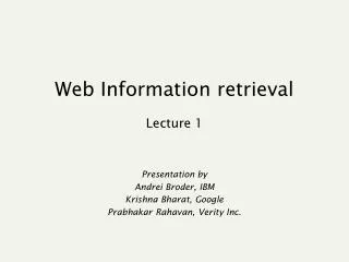 Web Information retrieval