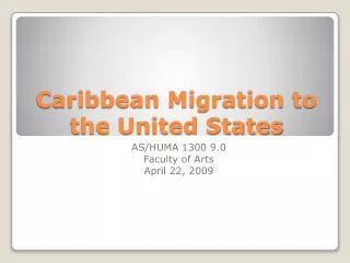 Caribbean Migration to the United States