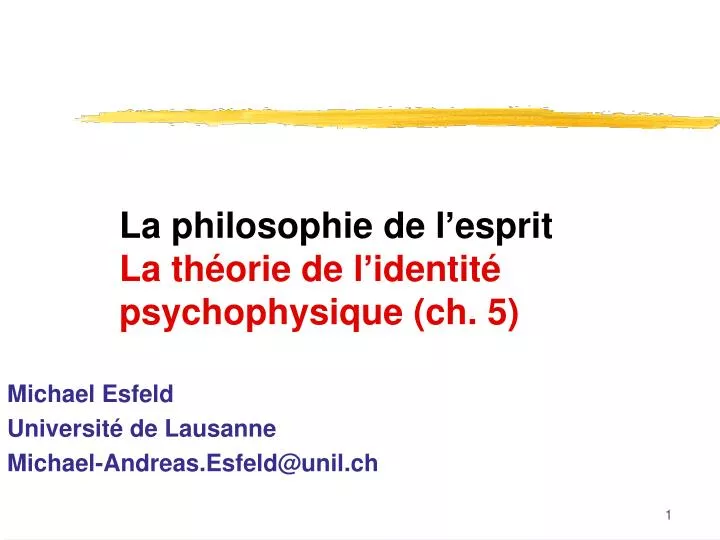la philosophie de l esprit la th orie de l identit psychophysique ch 5