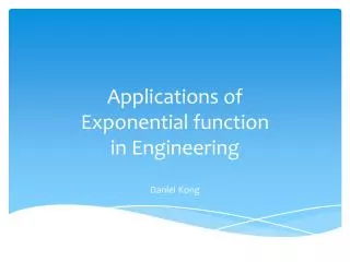 Applications of Exponential function in Engineering