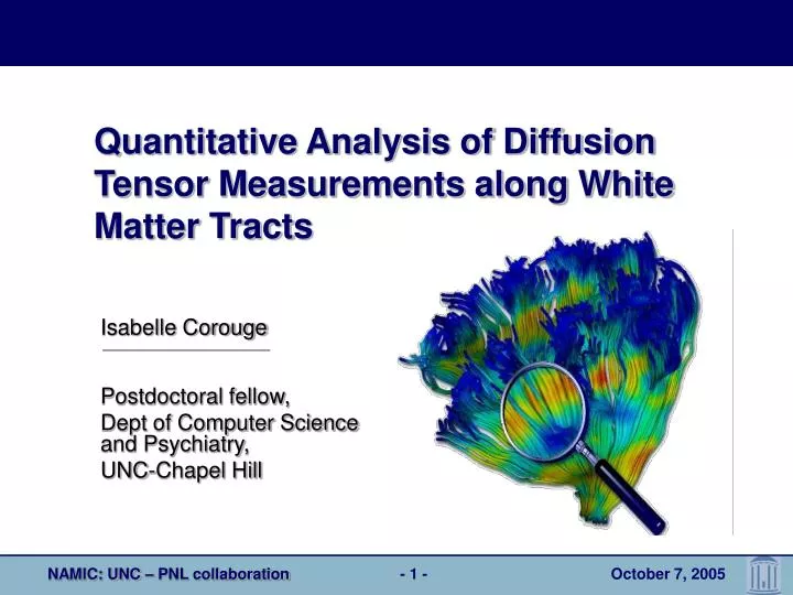 quantitative analysis of diffusion tensor measurements along white matter tracts