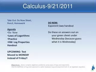 Calculus-9/21/2011