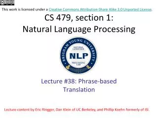 CS 479, section 1: Natural Language Processing