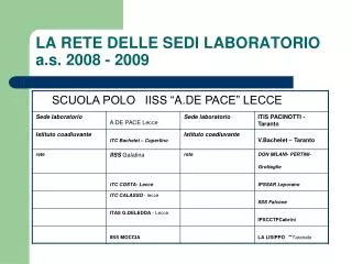 la rete delle sedi laboratorio a s 2008 2009