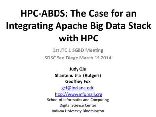 HPC-ABDS : The Case for an Integrating Apache Big Data Stack with HPC